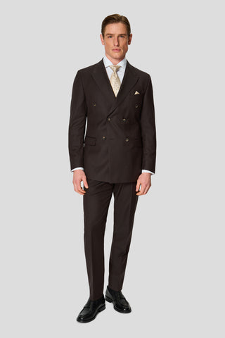 HERITAGE brunt dobbeltradet jakkesæt med sildeben MBO