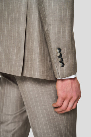 HERITAGE lysegråt dobbeltradet jakkesæt med nålestriber MBO