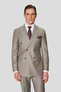 HERITAGE lysegråt dobbeltradet jakkesæt med nålestriber