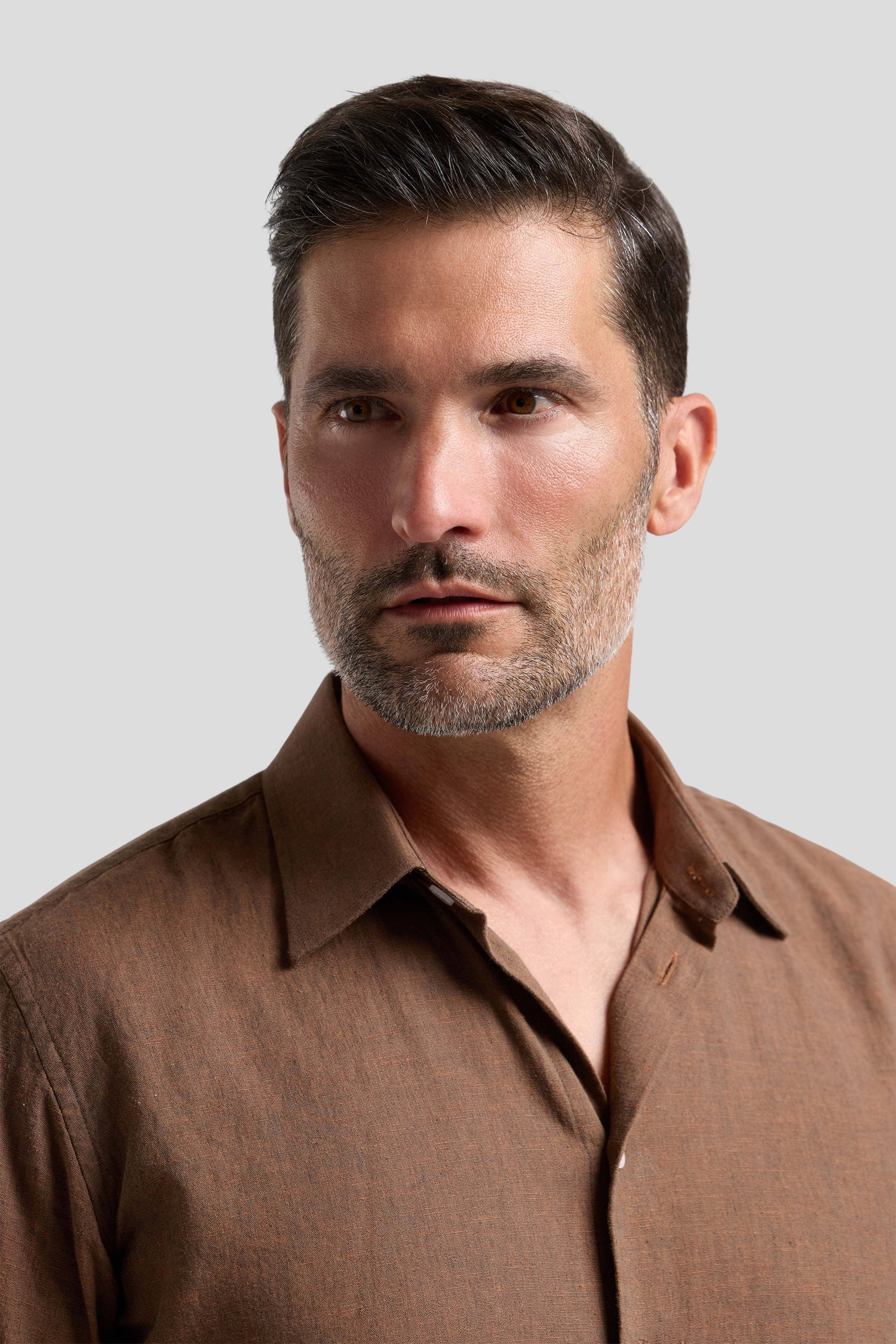 Brun hørskjorte Shirtmakers