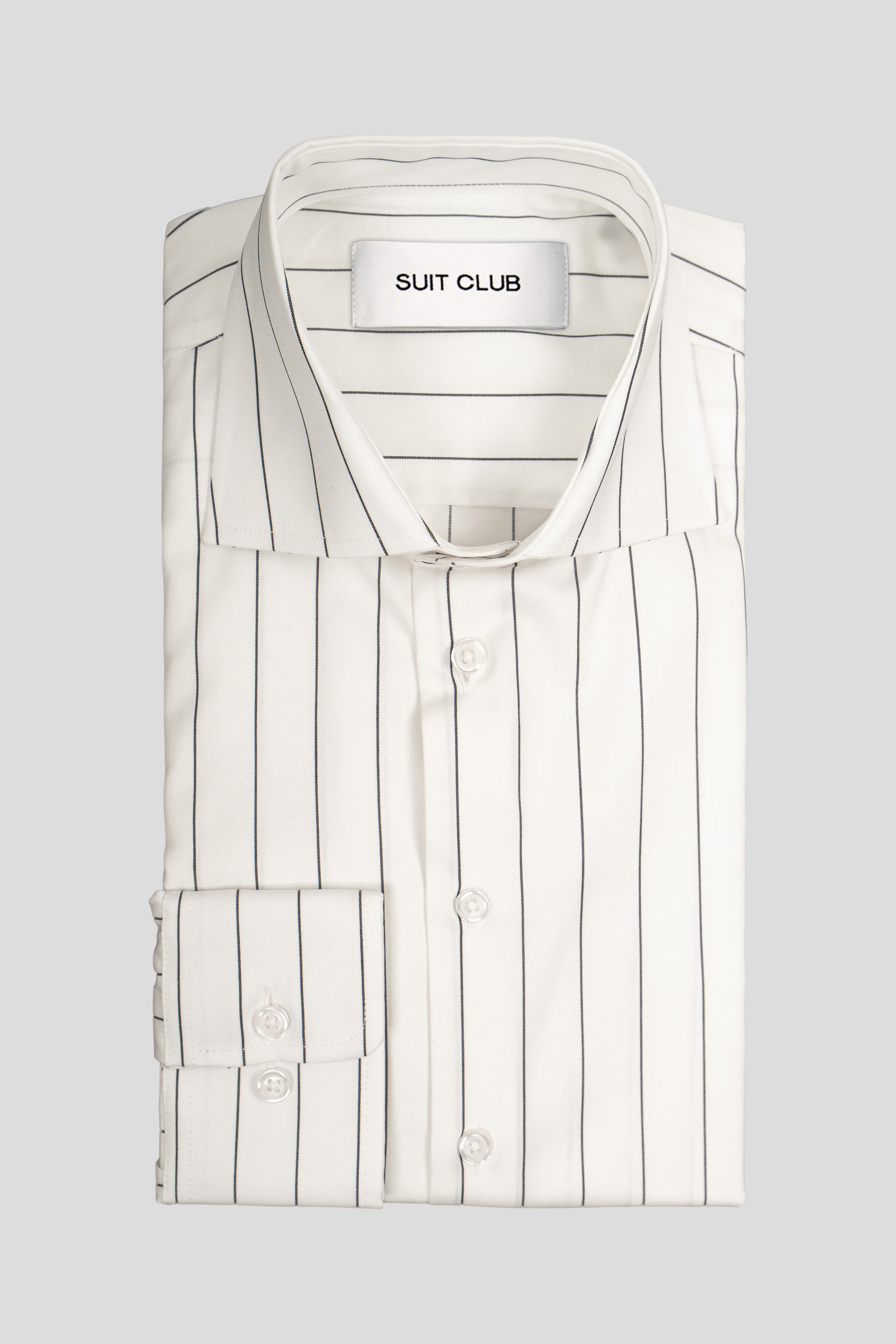 Signatur poplin skjorte hvid slim med sorte striber Shirtmakers