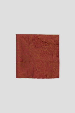 Kupferrotes Paisley-Einstecktuch aus Seide