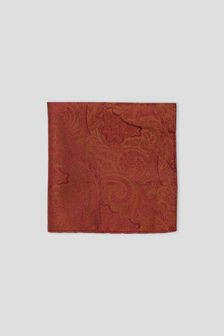 Kupferrotes Paisley-Einstecktuch aus Seide