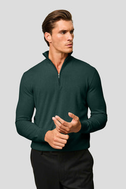 Mørkegrøn half-zip striktrøje