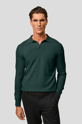 Mørkegrøn langærmet polo SUIT CLUB