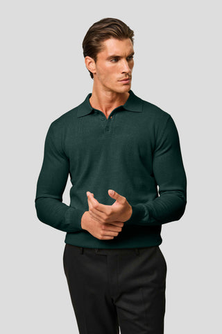 Mørkegrøn langærmet polo SUIT CLUB