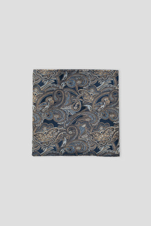 Navy paisley silkelommeklud
