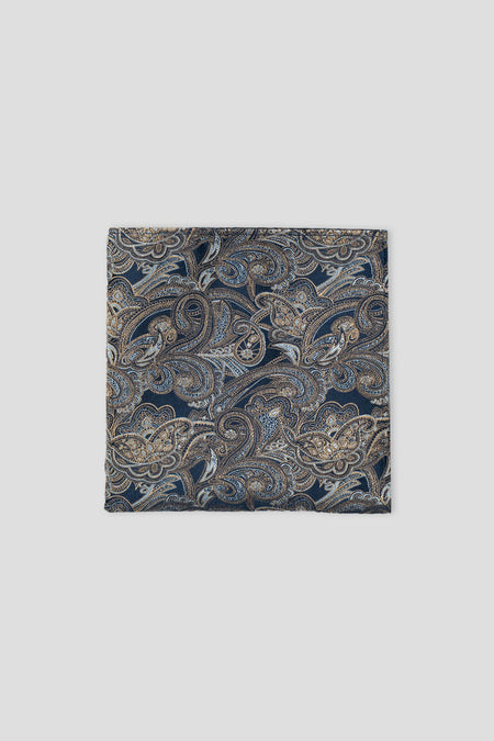 Navy paisley silkelommeklud