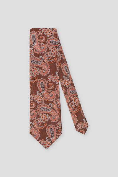 Orange prikket paisley silkeslips