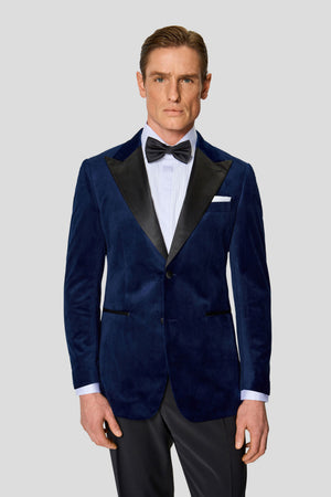 PREMIUM navy velour smoking blazer
