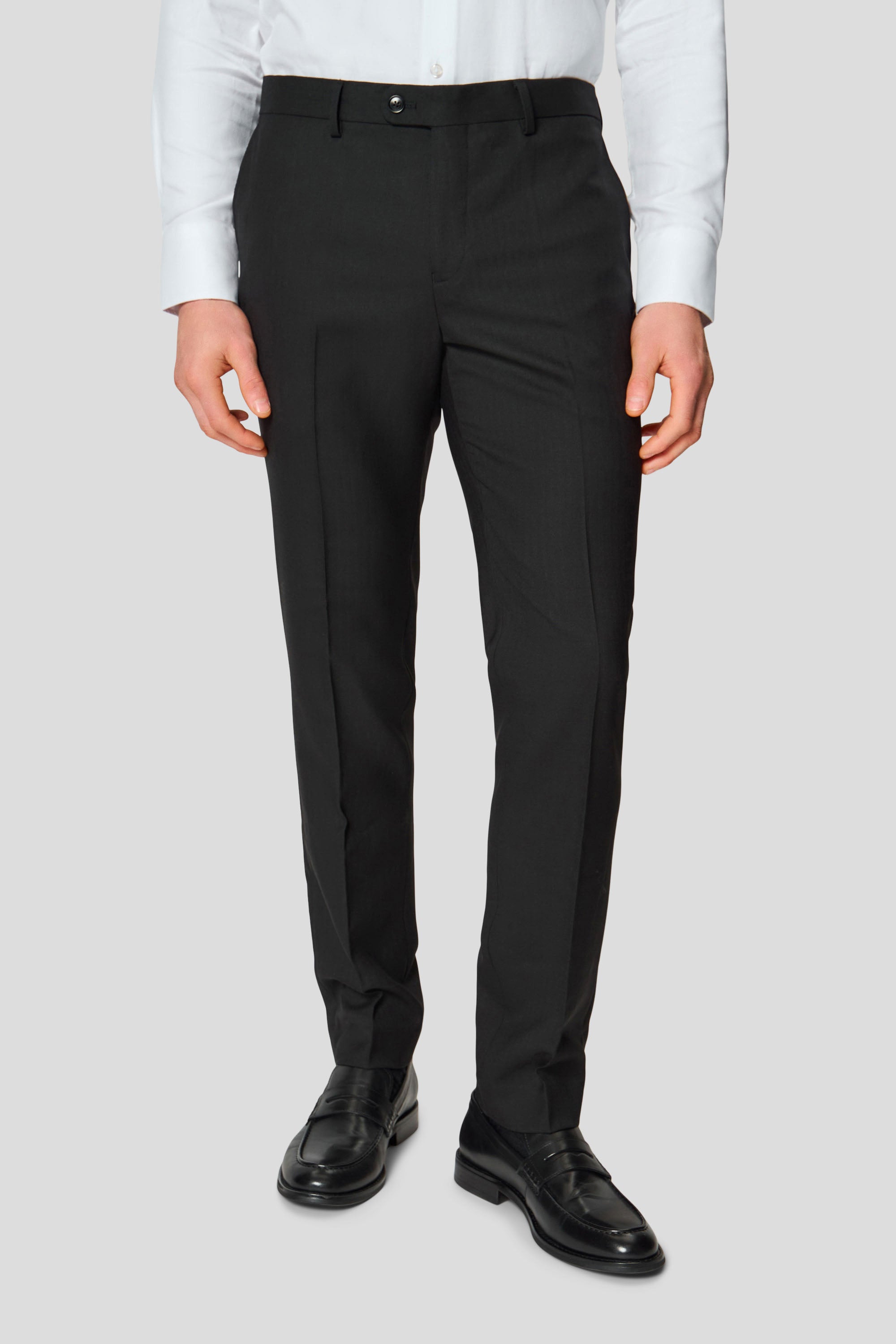 PREMIUM sort dobbeltradet jakkesæt med sildeben PREMIUM