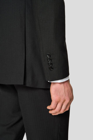 PREMIUM sort dobbeltradet jakkesæt med sildeben PREMIUM