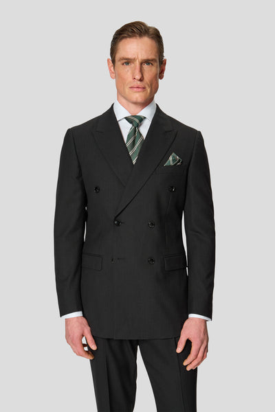 PREMIUM sort dobbeltradet jakkesæt med sildeben