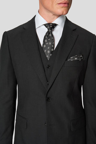 PREMIUM sort three-piece jakkesæt med sildeben PREMIUM