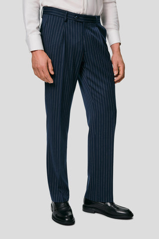 PRESTIGE navy habitbukser med nålestriber PRESTIGE