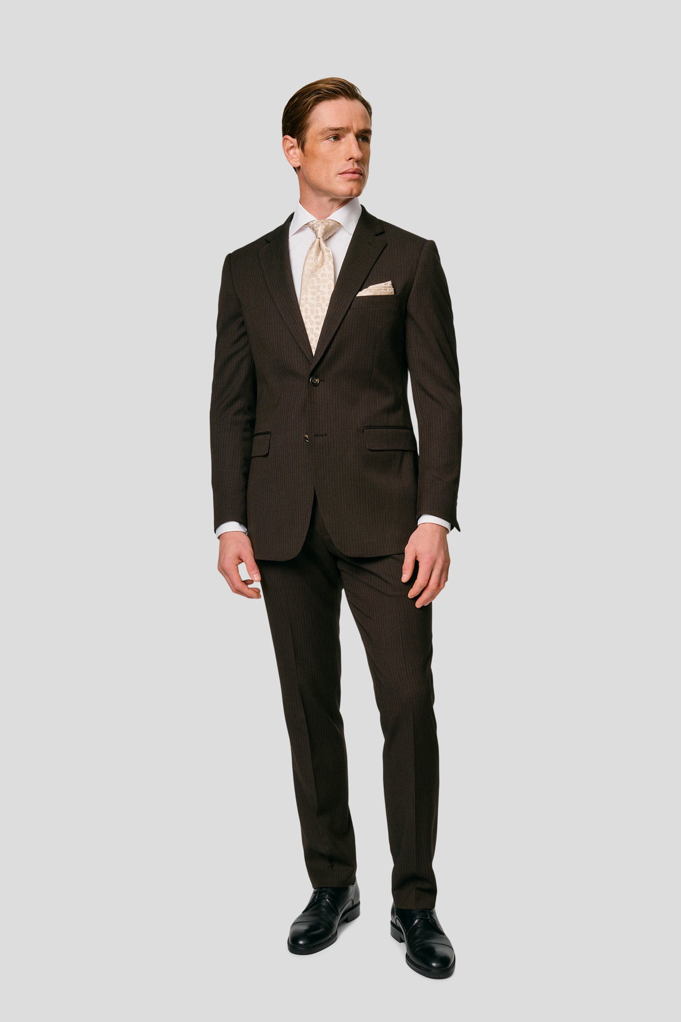 PRESTIGE brune habitbukser med striber MBO