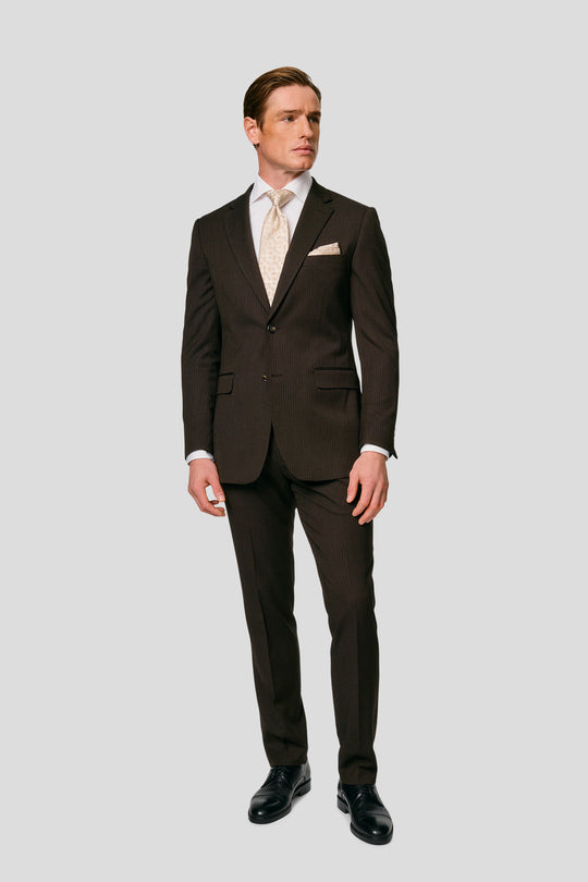 PRESTIGE brune habitbukser med striber MBO