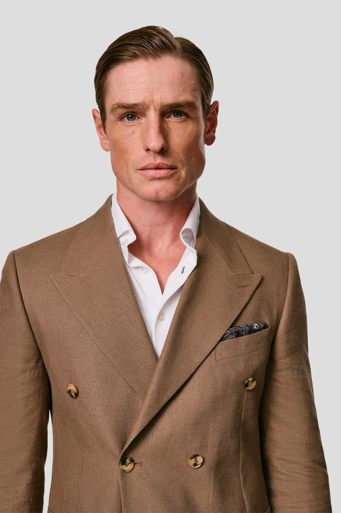 PRESTIGE brun dobbeltradet hørblazer MBO