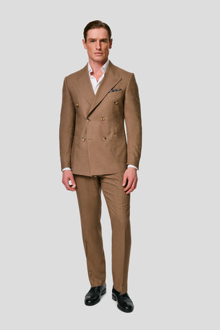 PRESTIGE brune straight fit hørbukser PRESTIGE