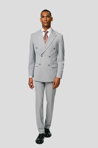 PRESTIGE lysegrå dobbeltradet blazer PRESTIGE
