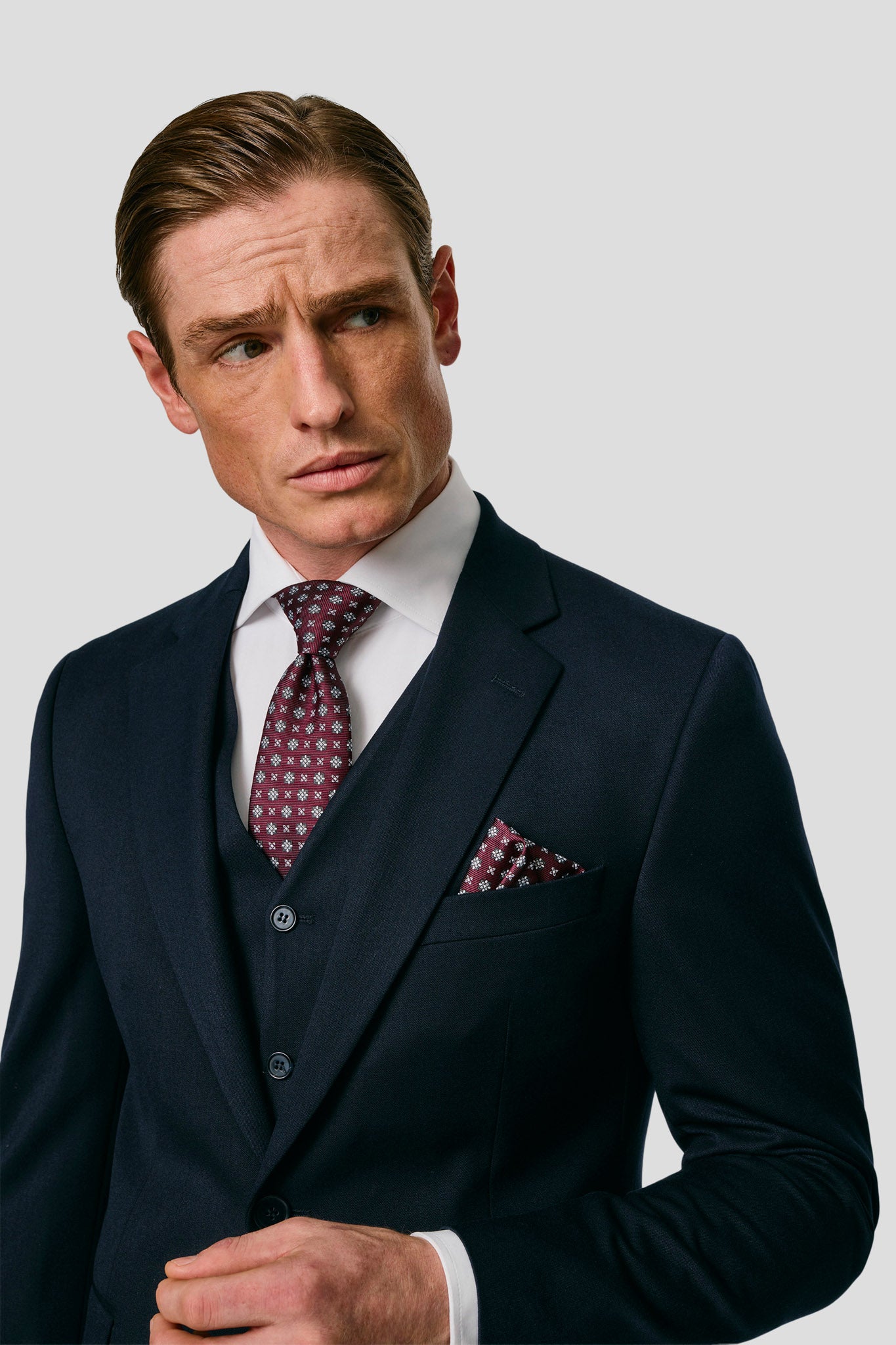 PRESTIGE navy three-piece jakkesæt MBO