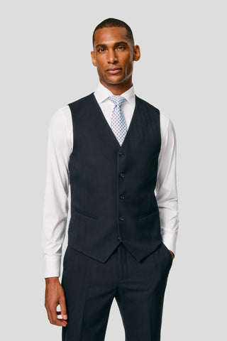 PRESTIGE navy three-piece jakkesæt med sildeben PRESTIGE