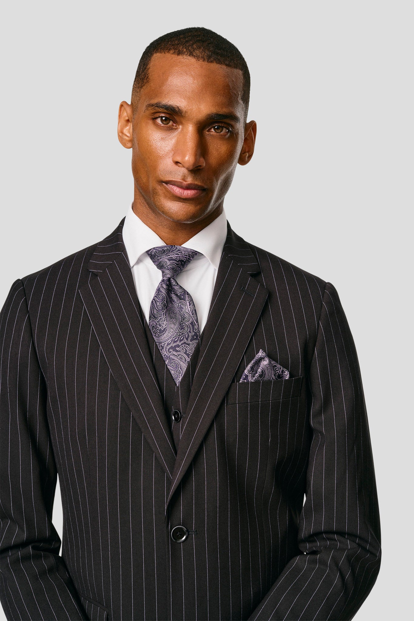 PRESTIGE sort blazer med nålestriber MBO