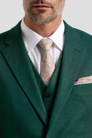 PRESTIGE racing green three-piece hørjakkesæt