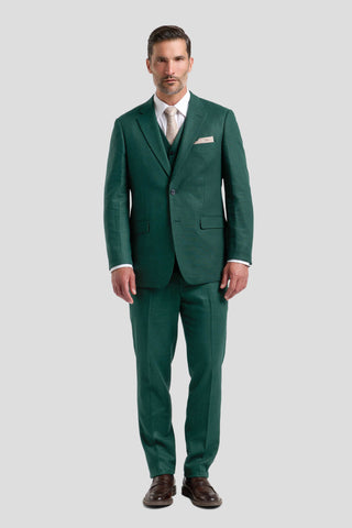 PRESTIGE racing green three-piece hørjakkesæt