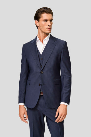 PREMIUM navy blazer med nålestriber