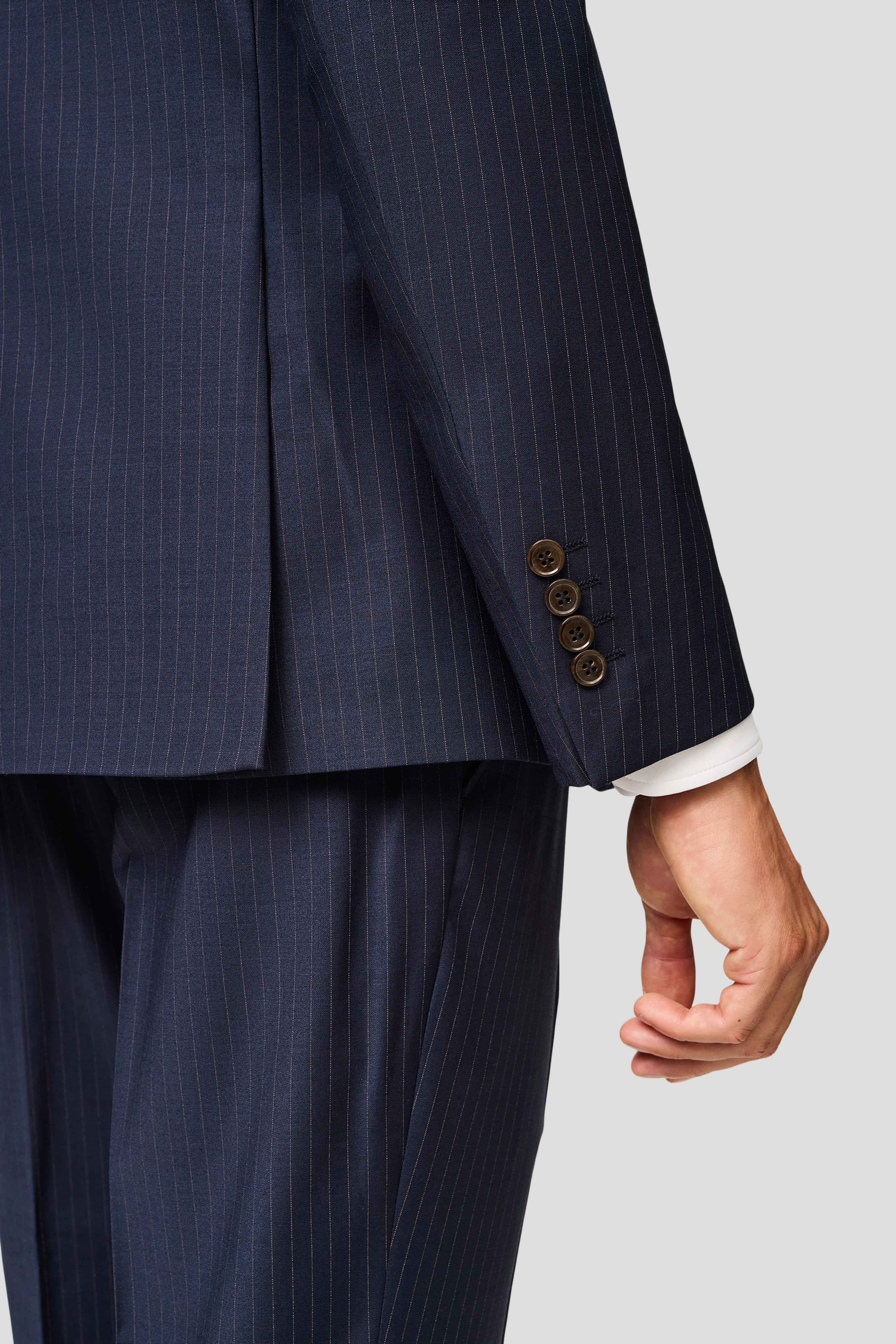 PREMIUM navy three-piece jakkesæt med nålestriber PREMIUM