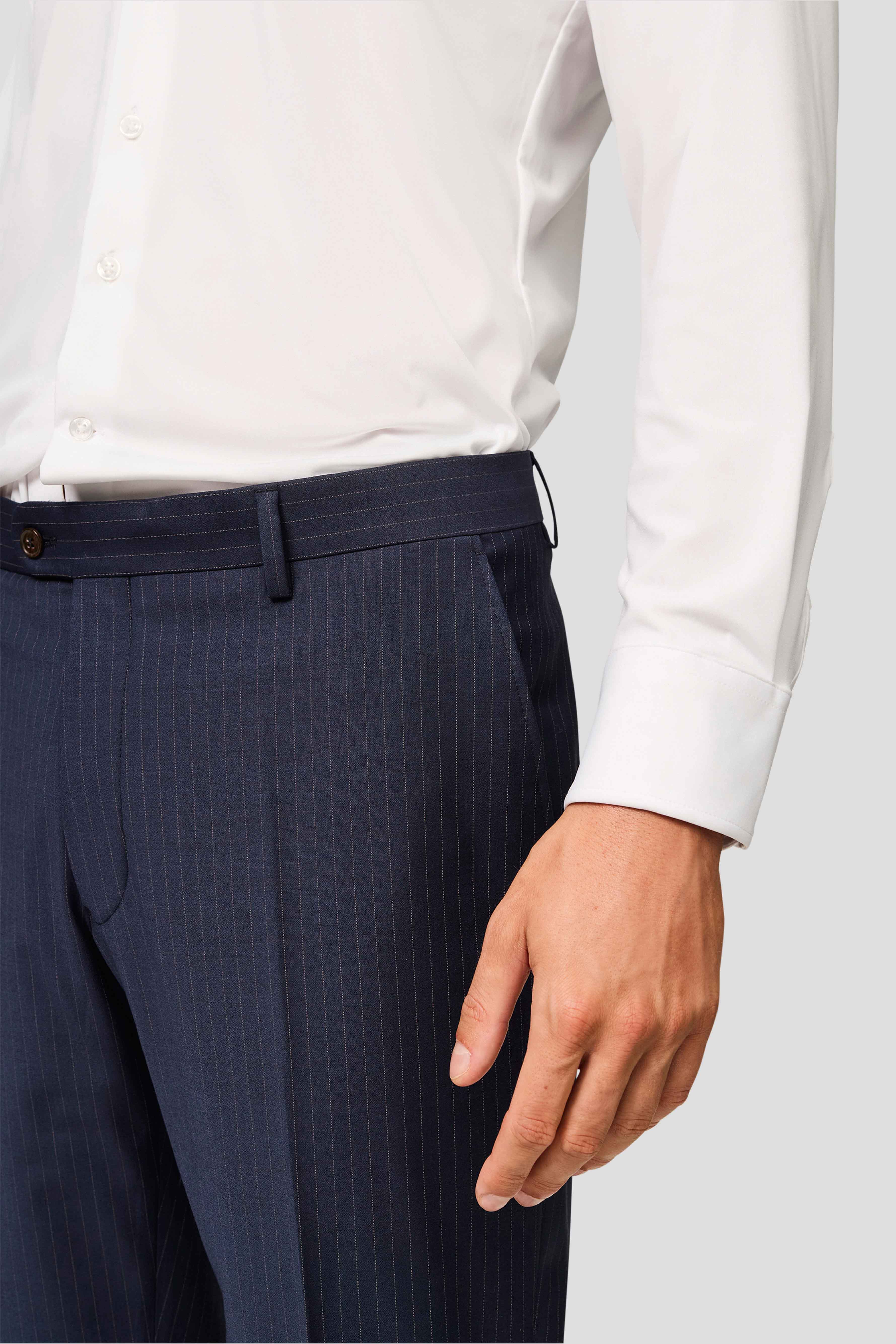 PREMIUM navy three-piece jakkesæt med nålestriber PREMIUM