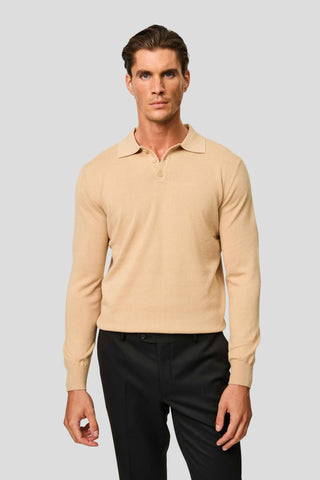 Beige langærmet polo