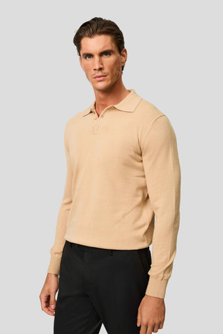 Beige langærmet polo