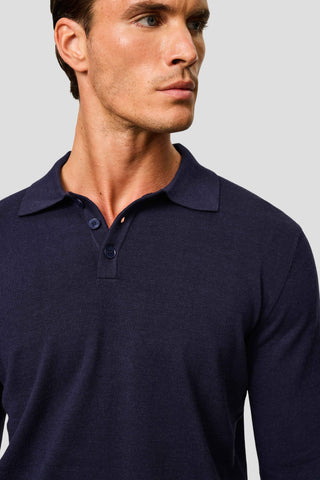 Navy langærmet polo