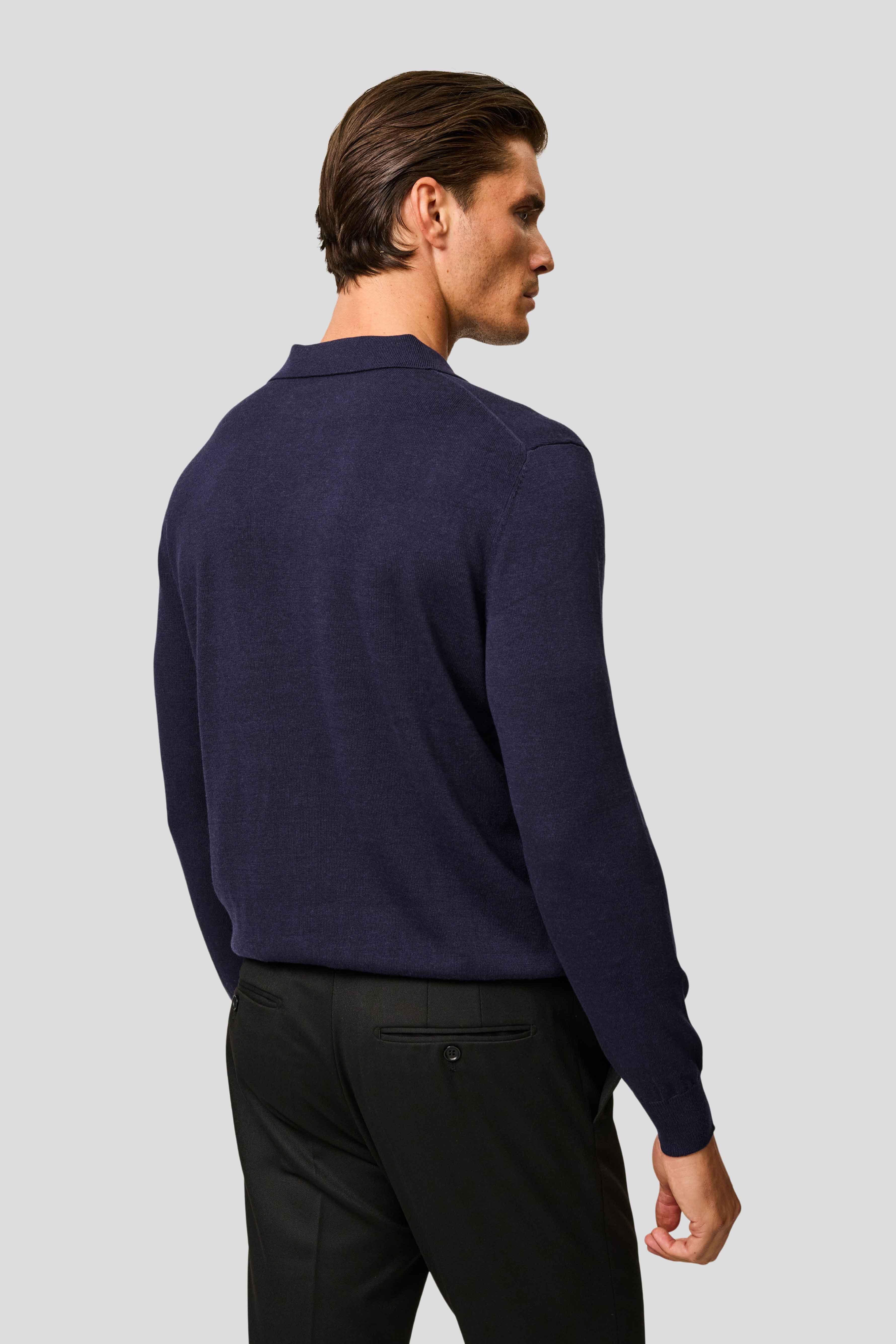Navy langærmet polo HVIID