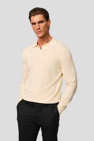 Off-white langærmet polo SUIT CLUB