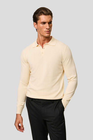 Off-white langærmet polo SUIT CLUB