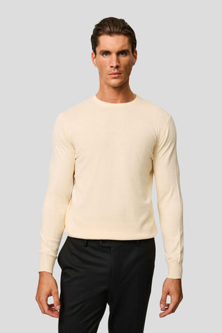 Off-white o-neck striktrøje SUIT CLUB