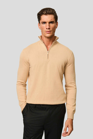 Beige half-zip striktrøje