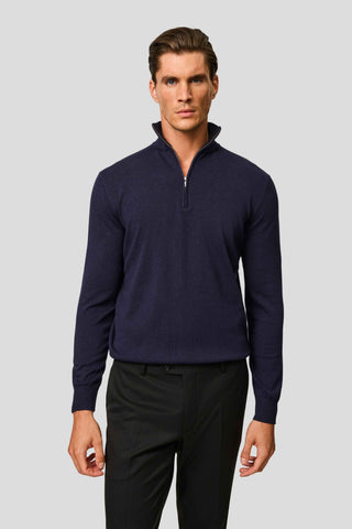 Navy half-zip striktrøje