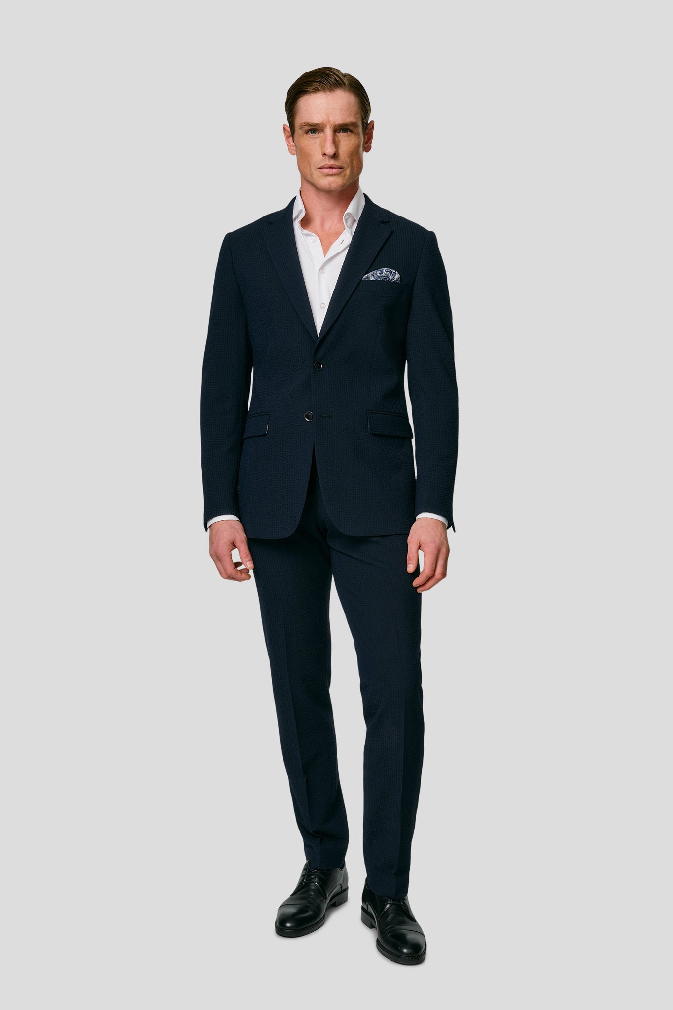 PRESTIGE blå blazer i seersucker MBO