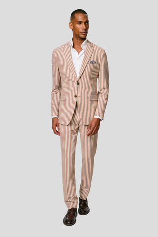 PRESTIGE brunt stribet blazer i seersucker MBO