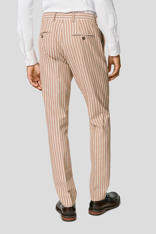 PRESTIGE brunt stribet jakkesæt i seersucker PRESTIGE