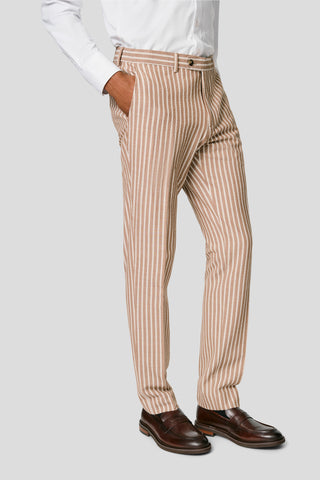 PRESTIGE brunt stribet jakkesæt i seersucker PRESTIGE