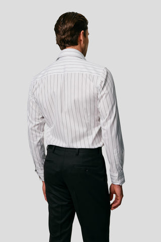 Signatur poplin skjorte hvid slim med sorte striber