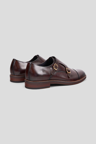 Brun dobbelt monk strap sko