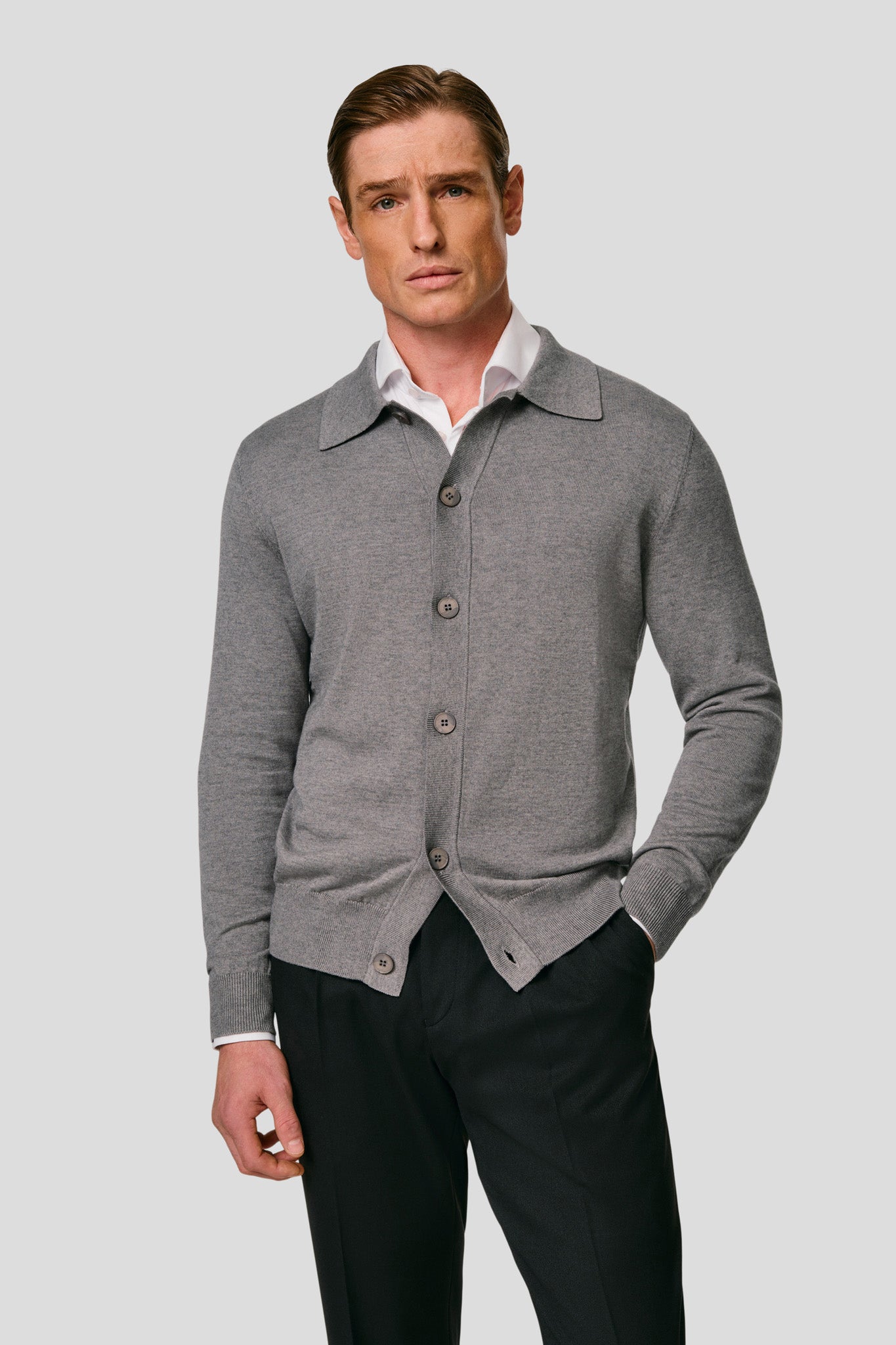 Grå polo cardigan HVIID