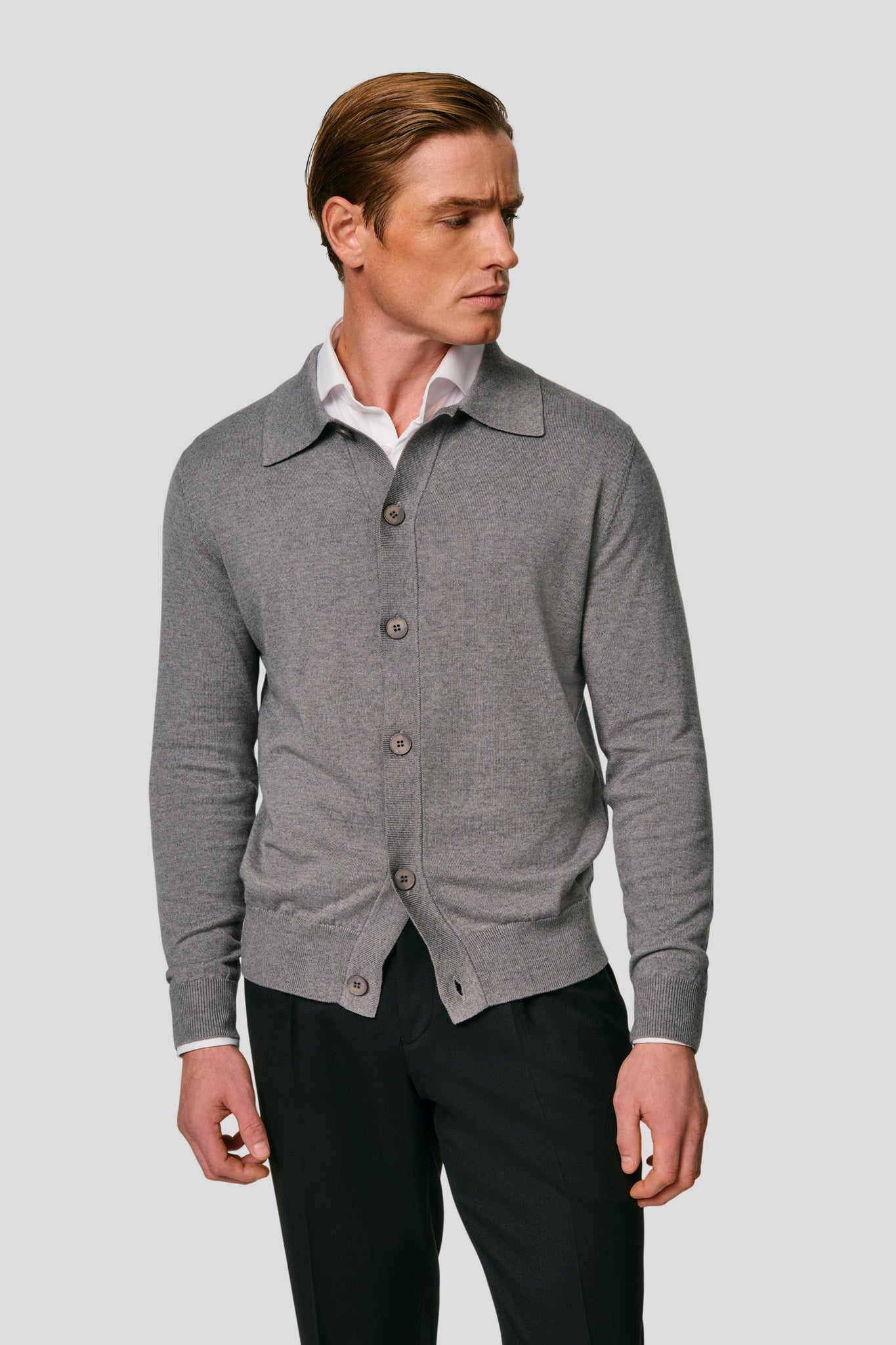 Grå polo cardigan HVIID