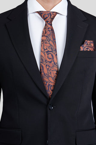 Orange & blå näsduk med paisley